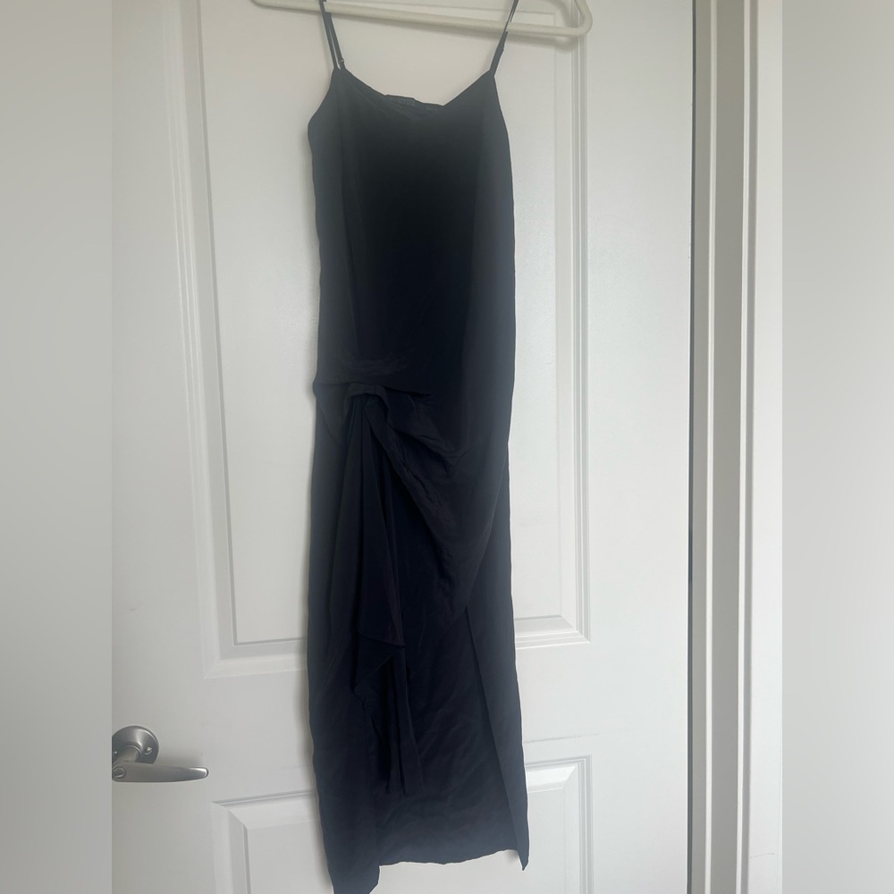 All Saints Ruched Silk Slip Dress